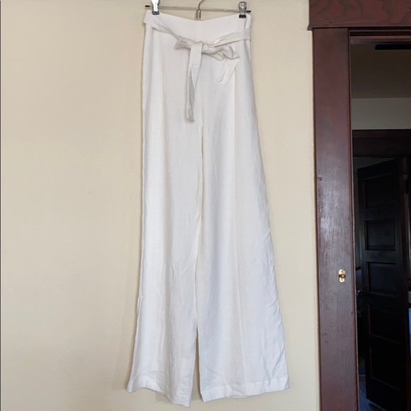 High Waisted White Linen Pants by Luxe Provence - Picture 3 of 7
